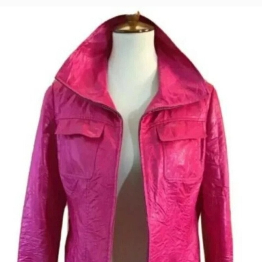 Lafayette 148 Pink Acetate Crinkle Jacket NWT 12 - Picture 1 of 5